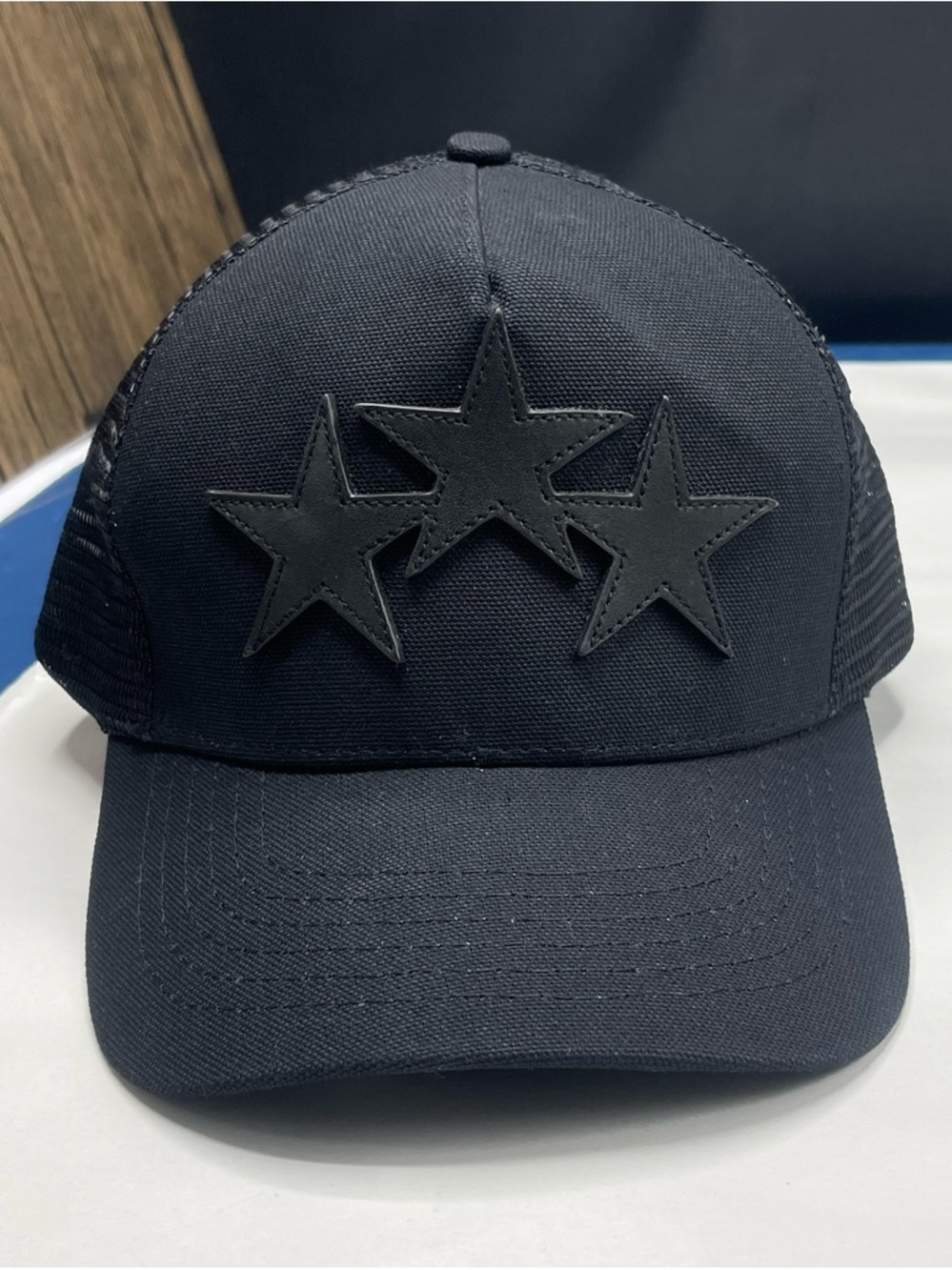 Amiri 3 Star Trucker Hat Black / Black SnapBack